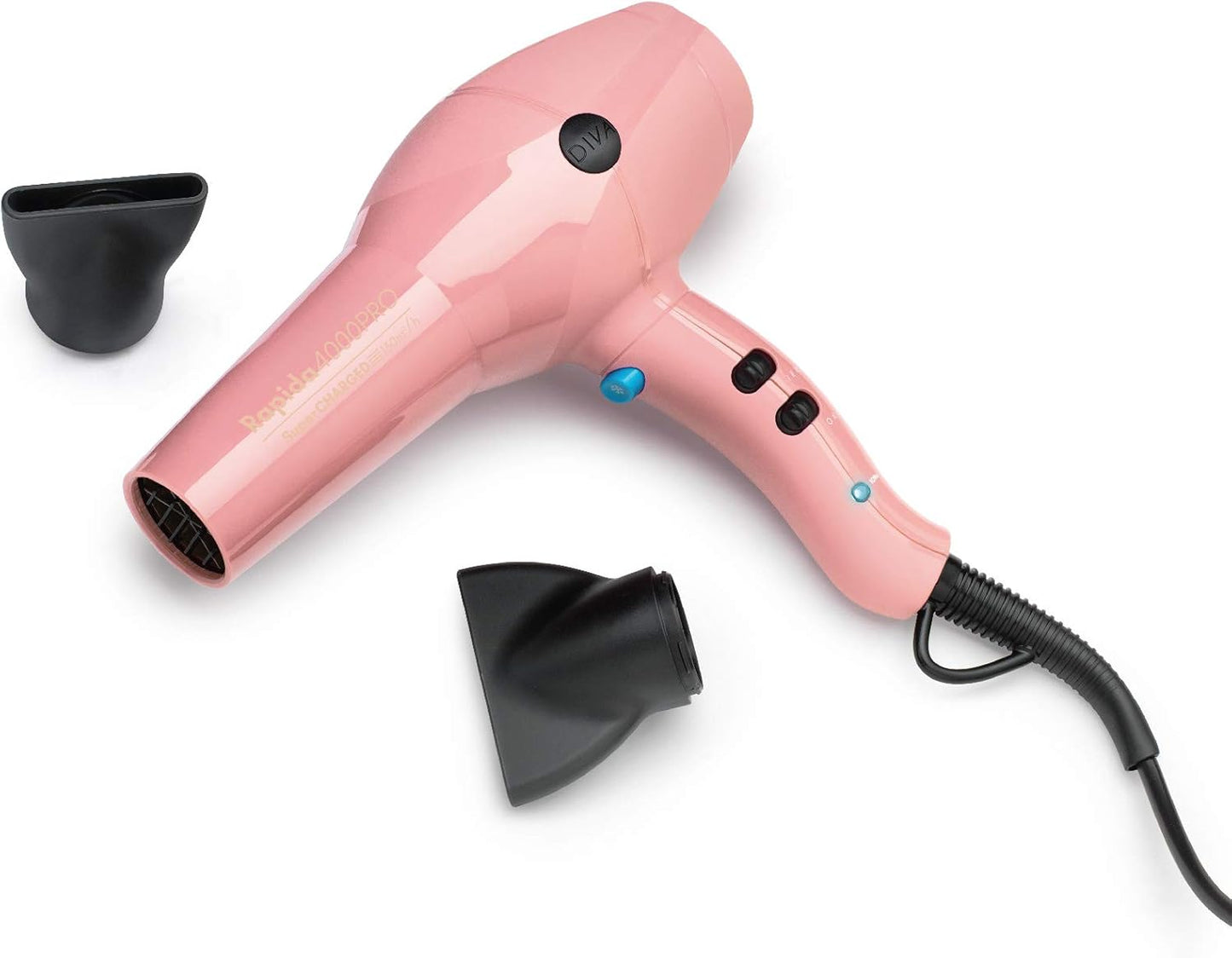 Rapida 4000 Pro Dryer Blush - 2200W Professional Hairdryer with Ionic Conditioning, PRO114 & Digital Straightener and Styler Onyx