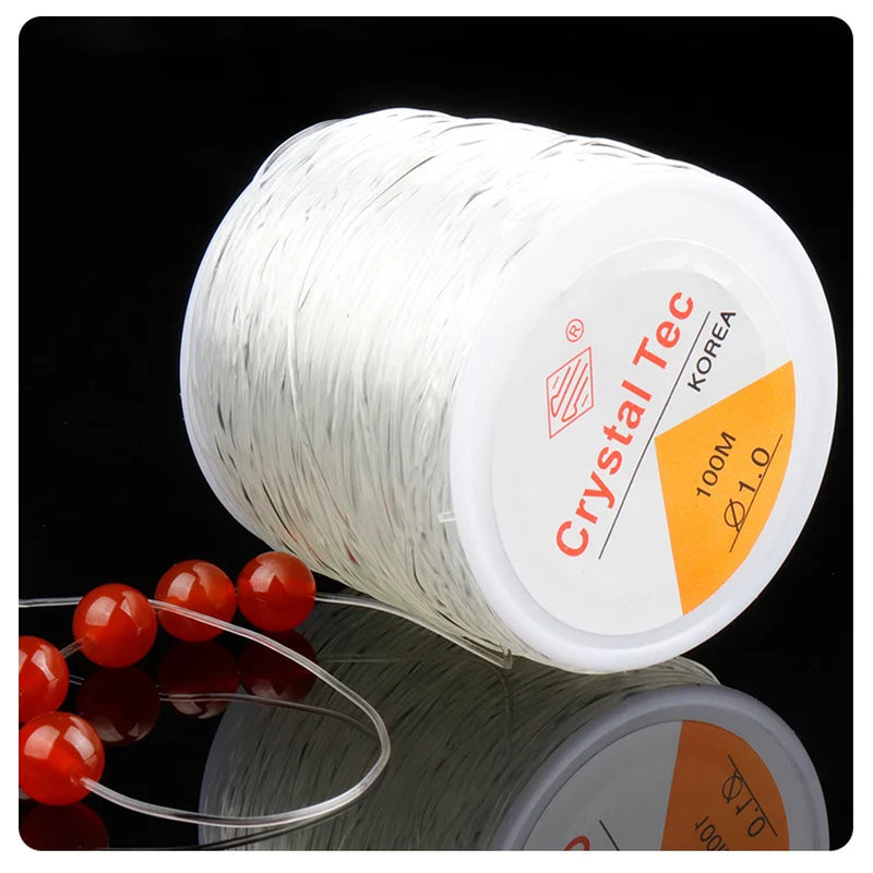 100M Strong Elastic Crystal Beading Thread Cord Jewelry Making Necklace Bracelet DIY Beads String Stretchable Thickness 0.5-1Mm