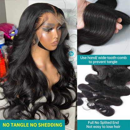 Wigs Body Wave Lace Front Wig 13X4 13X6 HD Transparent Lace Front Wig 8-34" Natural Brazilian Human Hair Wig Pre Plucked Curly Lace Wig with Baby Hair Hair Extensions (Color : 13X4 HD Wig 180Density