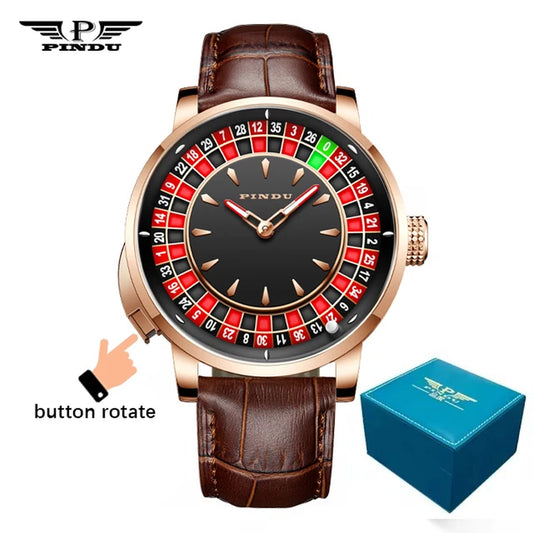 INDU Watch To Brand Luxury Ugraded Version Button Roulette Men'S Mechanical Watch Stainless Steel NH35A Sahire Glass Watch