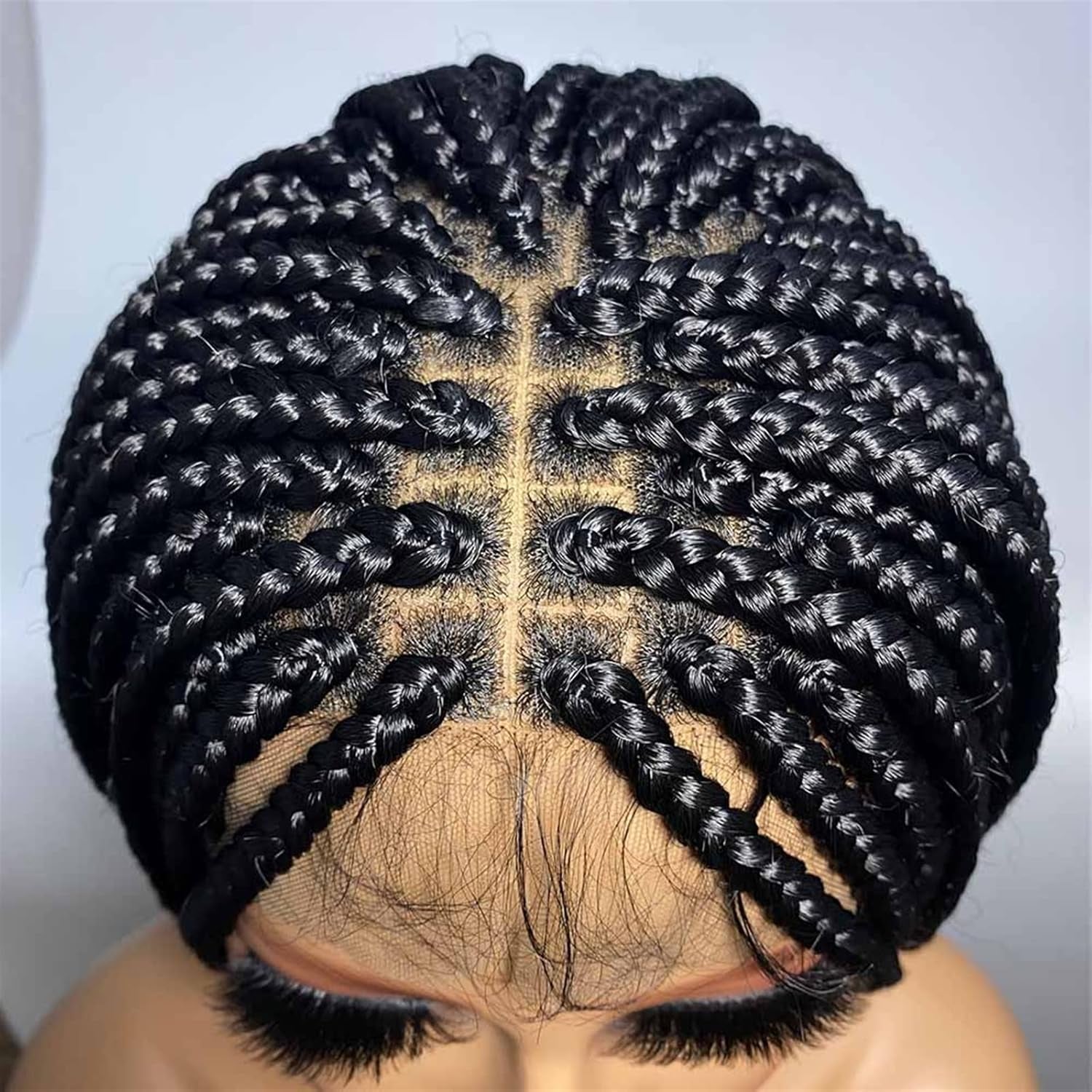 Ponytail Extension 36 Inches Knotless Box Braids Wigs Synthetic Full Lace Wig Braided Wigs for Black Women Crochet Box Wig Braid Braiding Hair Hair Extensions Ponytail(1B)