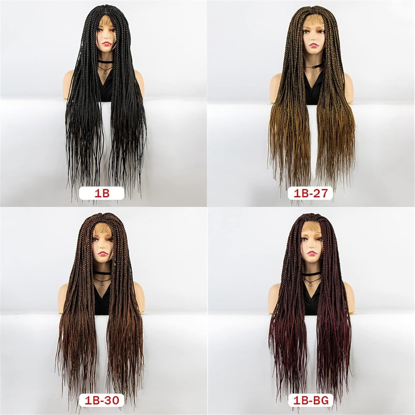 Ponytail Extension 36 Inches Knotless Box Braids Wigs Synthetic Full Lace Wig Braided Wigs for Black Women Crochet Box Wig Braid Braiding Hair Hair Extensions Ponytail(1B)