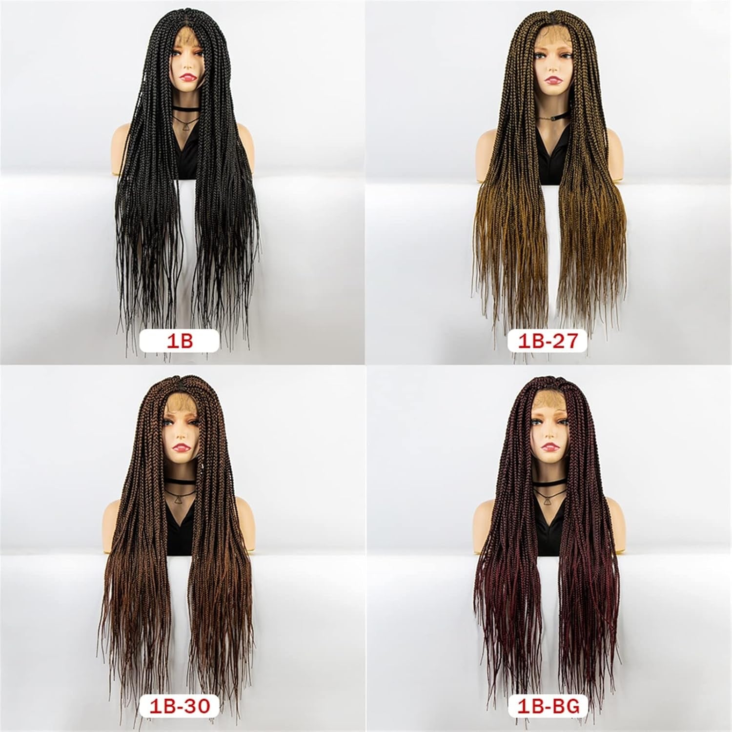Ponytail Extension 36 Inches Knotless Box Braids Wigs Synthetic Full Lace Wig Braided Wigs for Black Women Crochet Box Wig Braid Braiding Hair Hair Extensions Ponytail(1B)