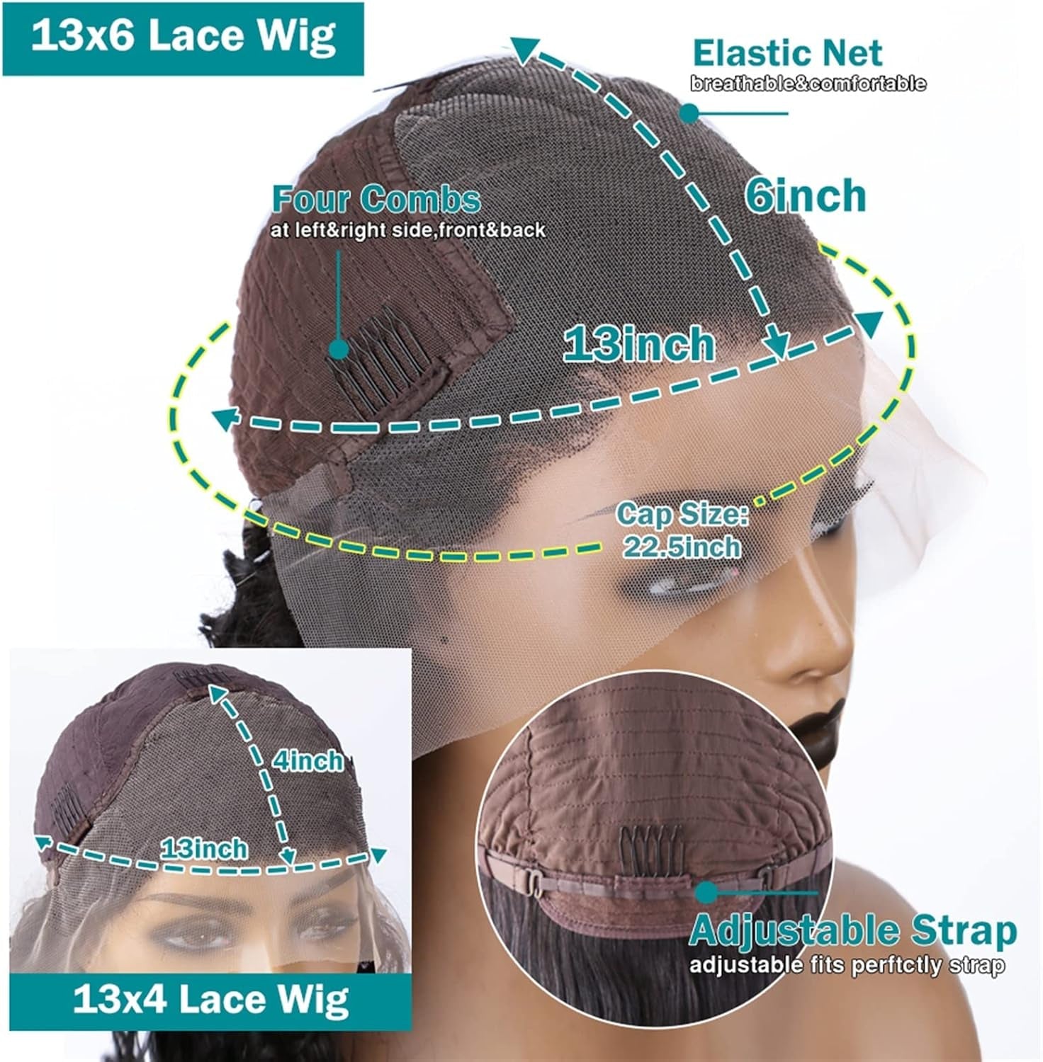 Wigs Body Wave Lace Front Wig 13X4 13X6 HD Transparent Lace Front Wig 8-34" Natural Brazilian Human Hair Wig Pre Plucked Curly Lace Wig with Baby Hair Hair Extensions (Color : 13X4 HD Wig 180Density