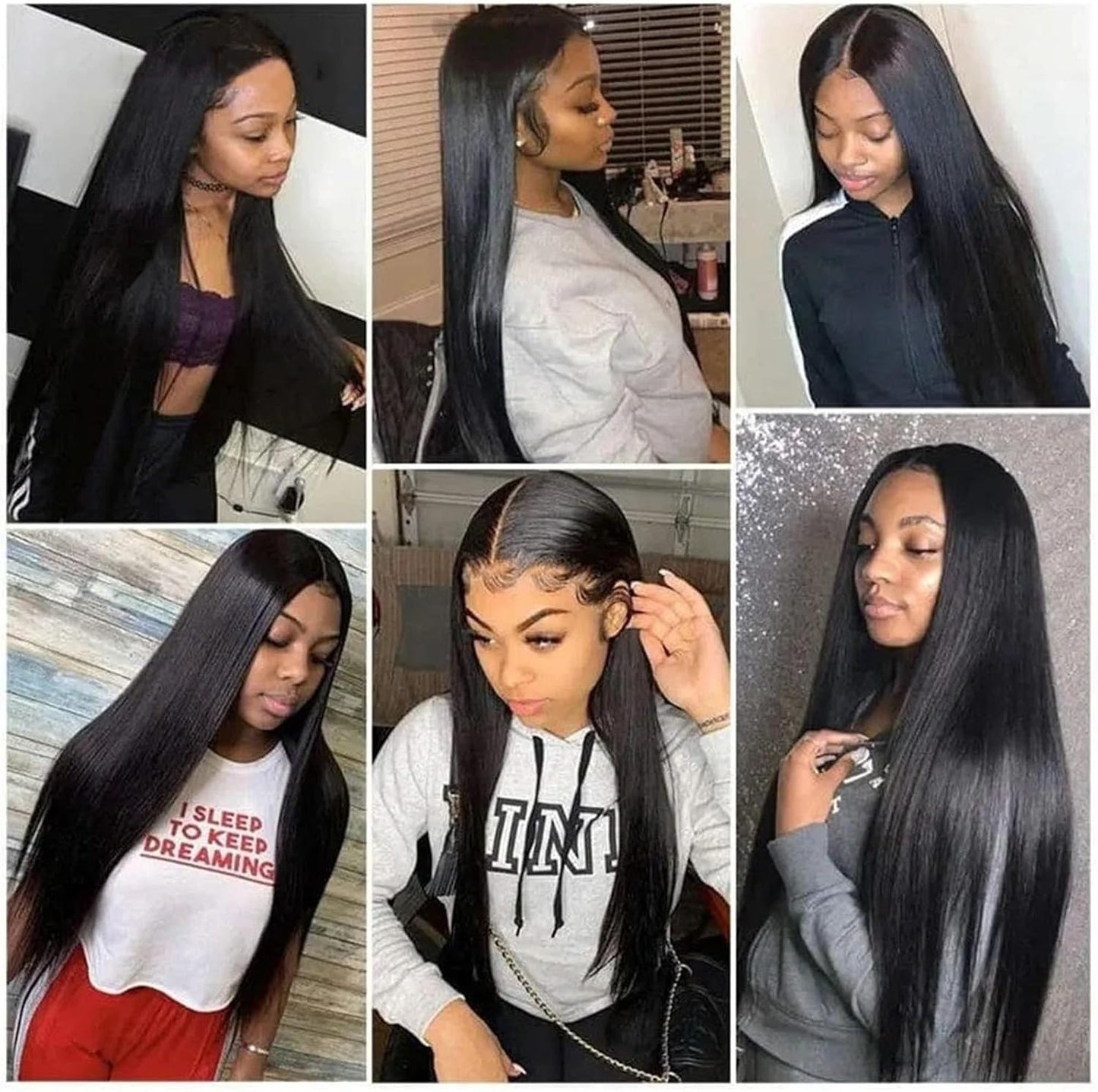 Women'S Wigs Bone Straight Bundles with Closure Human Hair Weave Extension Natural Color Straight Brazilian Remy Hair Bundles with Frontal for Black Women Bundles(4" X 4",24 26 28With20)