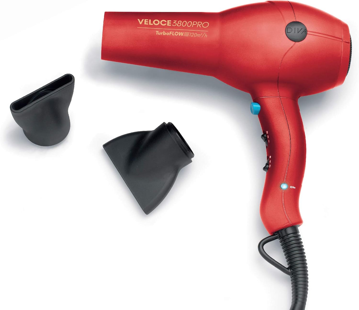 Veloce 3800 Pro Dryer, Red - 2200W Professional Hairdryer with Ionic Conditioning, EDT108 & Digital Straightener and Styler Onyx