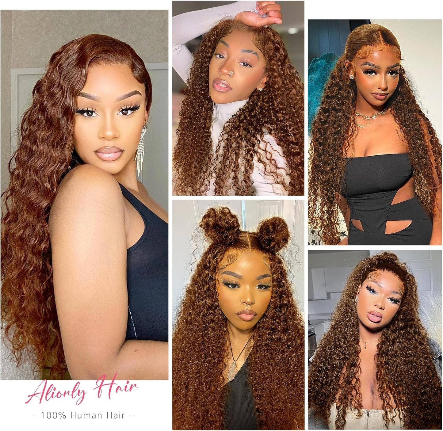 Chocolate Brown 13X6 HD Lace Front Human Hair Wig, Water Wave, 180 Density, Glueless, Bleached Knots, Colored Curly, 20 Inch