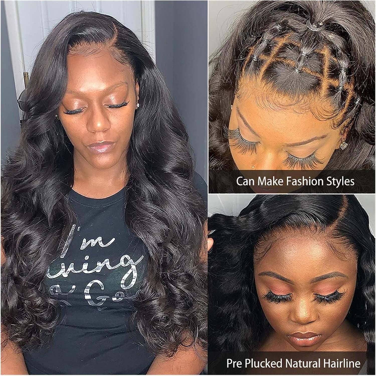 Wigs 30 Inch Long Body Wave Lace Front Wig Pre Plucked 13X4 Lace Frontal Wig Deep Loose Wave Human Hair 360 Lace Frontal Wig Bob Brazilian Remy Hair Hair Extensions (Size : 150 Density 13X4 Wig, Col
