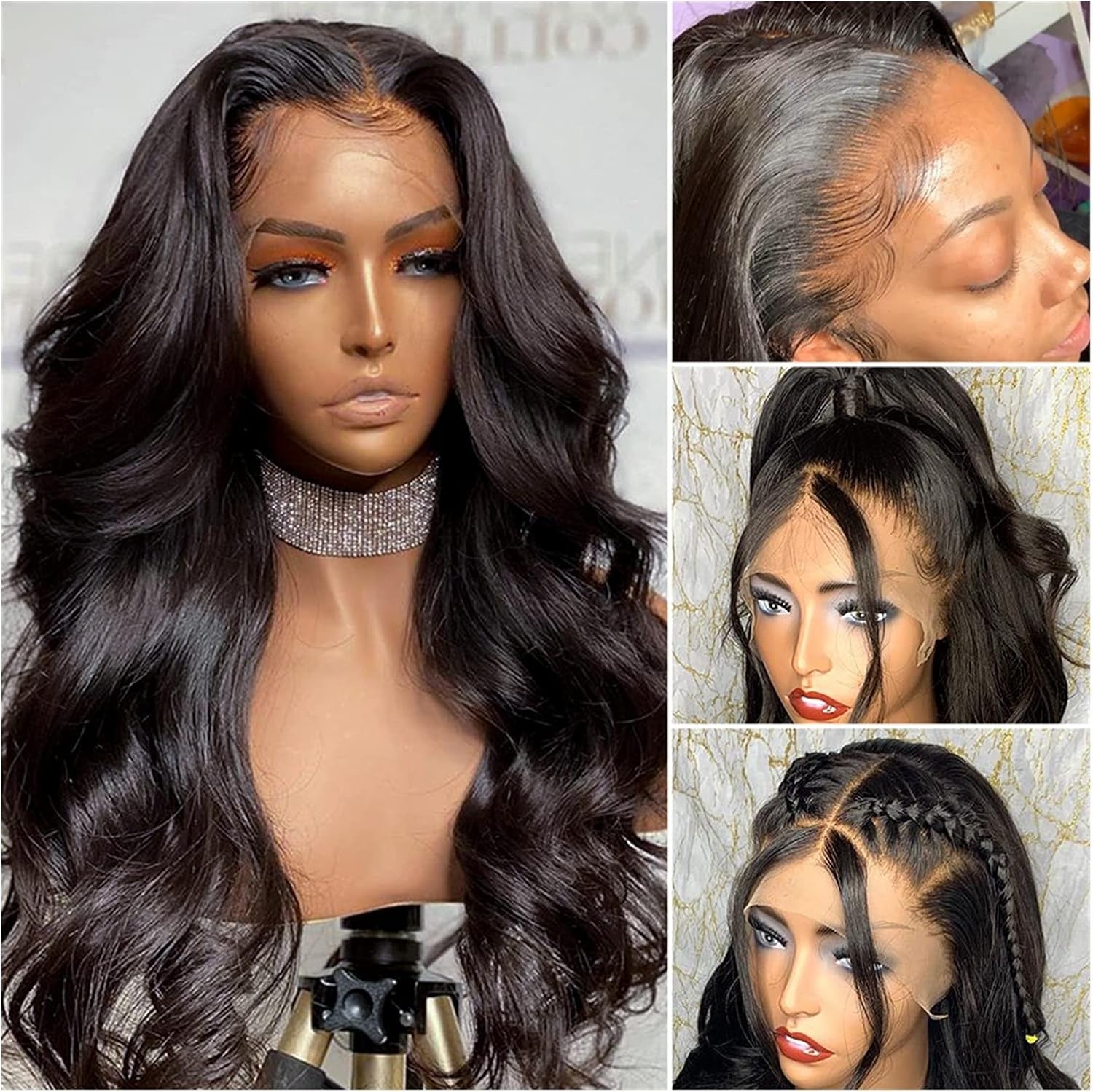 Wigs 30 Inch Long Body Wave Lace Front Wig Pre Plucked 13X4 Lace Frontal Wig Deep Loose Wave Human Hair 360 Lace Frontal Wig Bob Brazilian Remy Hair Hair Extensions (Size : 150 Density 13X4 Wig, Col