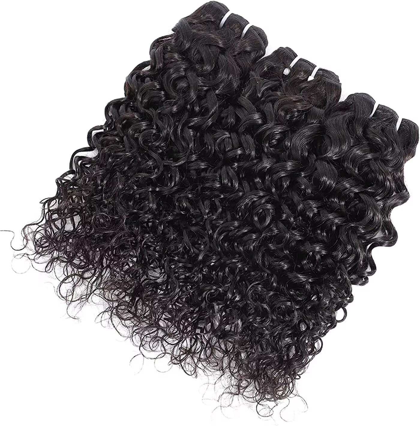 Ladiary Brazilian Hair Bundle Water Wave - Human Hair 18, 20, 22 Inch Weave - 100% Unprocessed Virgin - Natural Black Color