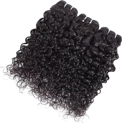 Ladiary Brazilian Hair Bundle Water Wave - Human Hair 18, 20, 22 Inch Weave - 100% Unprocessed Virgin - Natural Black Color
