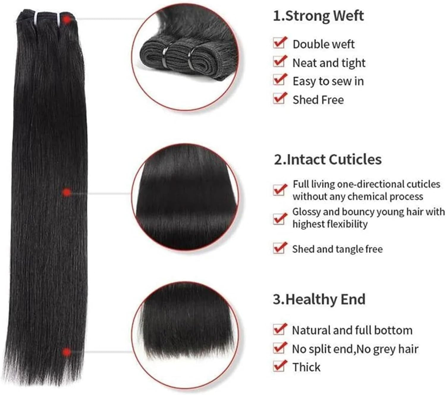 Bundles Human Hair Brazilian Straight Hair Bundles 100% Unprocessed Human Hair Straight Hair Extension Bundles Natural Color Human Hair Straight for Black Women Curly Weave Bundles Human Hair(30Inches
