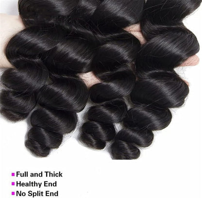 Hair Extensions Malaysia Virgin Hair Loose Wave Bundles 3/4Pcs Malaysia Remy Loose Wave Human Hair Weave Bundles Unprocessed Virgin Remy Human Hair Natural Color Human Hair Bundles (Size : Remy Hair