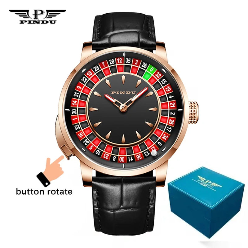 INDU Watch To Brand Luxury Ugraded Version Button Roulette Men'S Mechanical Watch Stainless Steel NH35A Sahire Glass Watch