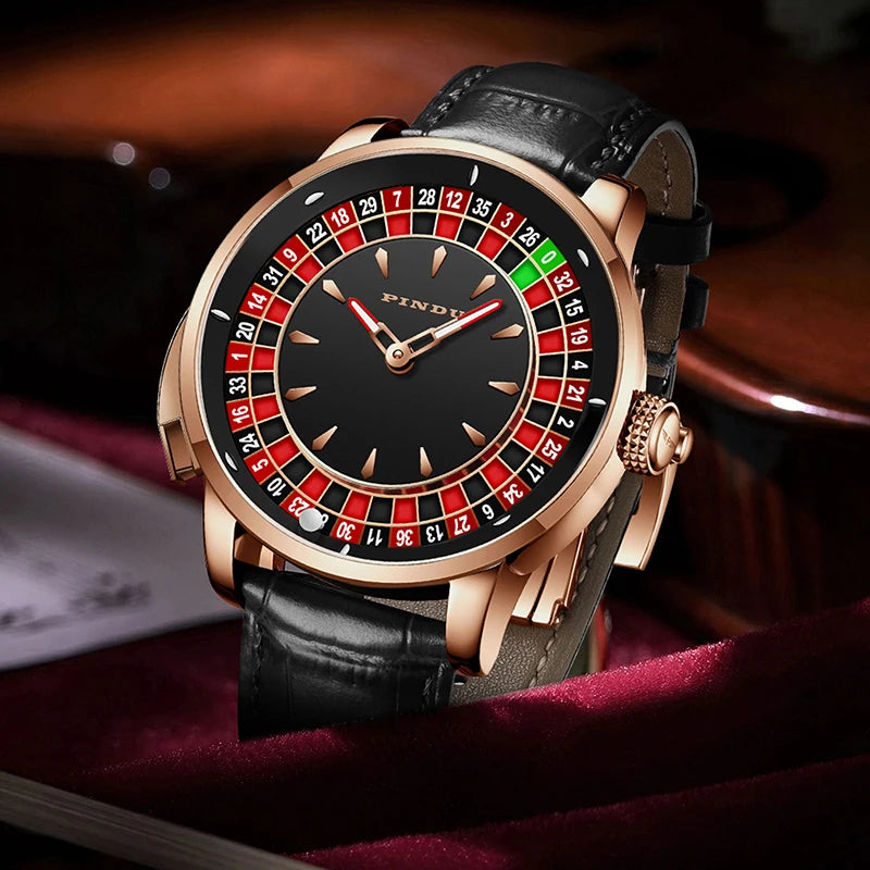 INDU Watch To Brand Luxury Ugraded Version Button Roulette Men'S Mechanical Watch Stainless Steel NH35A Sahire Glass Watch