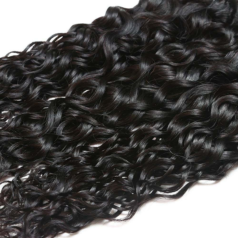 Ladiary Brazilian Hair Bundle Water Wave - Human Hair 18, 20, 22 Inch Weave - 100% Unprocessed Virgin - Natural Black Color