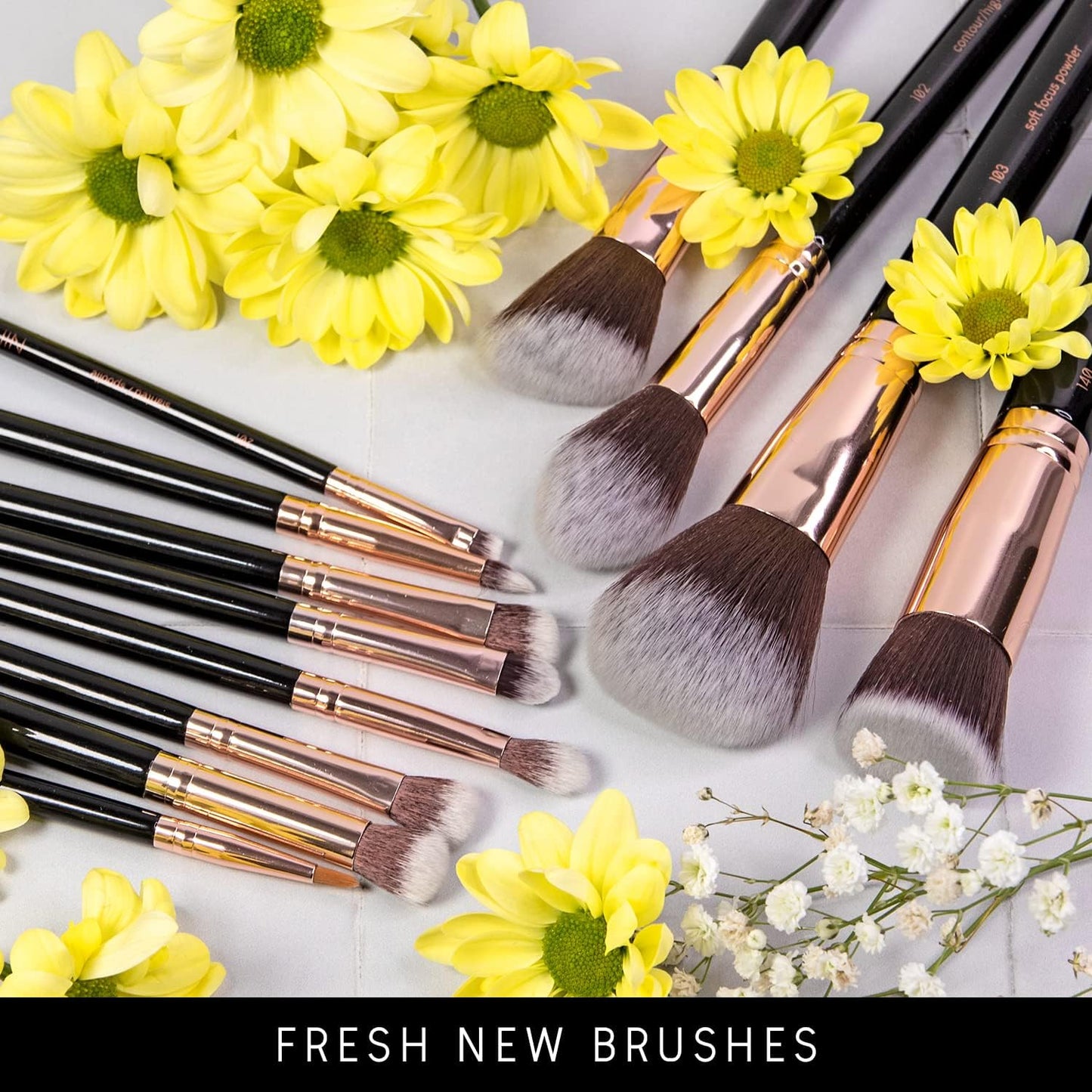 Beauty Professional Makeup Brushes - 15-Piece Award Winning Vegan Makeup Brush Set with Case, Blending Sponge, Brush Cleaner, Guide, Gift Box