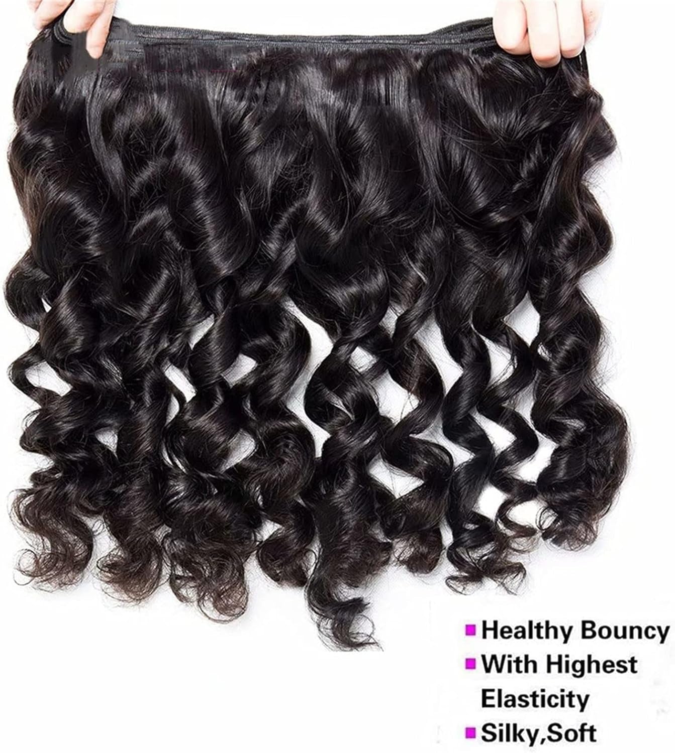 Hair Extensions Malaysia Virgin Hair Loose Wave Bundles 3/4Pcs Malaysia Remy Loose Wave Human Hair Weave Bundles Unprocessed Virgin Remy Human Hair Natural Color Human Hair Bundles (Size : Remy Hair