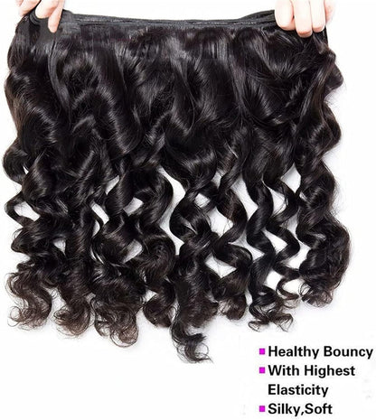 Hair Extensions Malaysia Virgin Hair Loose Wave Bundles 3/4Pcs Malaysia Remy Loose Wave Human Hair Weave Bundles Unprocessed Virgin Remy Human Hair Natural Color Human Hair Bundles (Size : Remy Hair