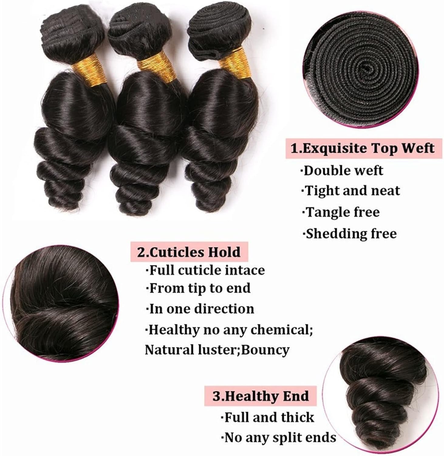 Hair Extensions Malaysia Virgin Hair Loose Wave Bundles 3/4Pcs Malaysia Remy Loose Wave Human Hair Weave Bundles Unprocessed Virgin Remy Human Hair Natural Color Human Hair Bundles (Size : Remy Hair