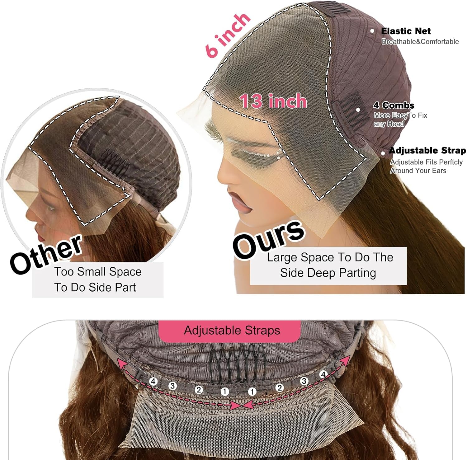 Chocolate Brown 13X6 HD Lace Front Human Hair Wig, Water Wave, 180 Density, Glueless, Bleached Knots, Colored Curly, 20 Inch