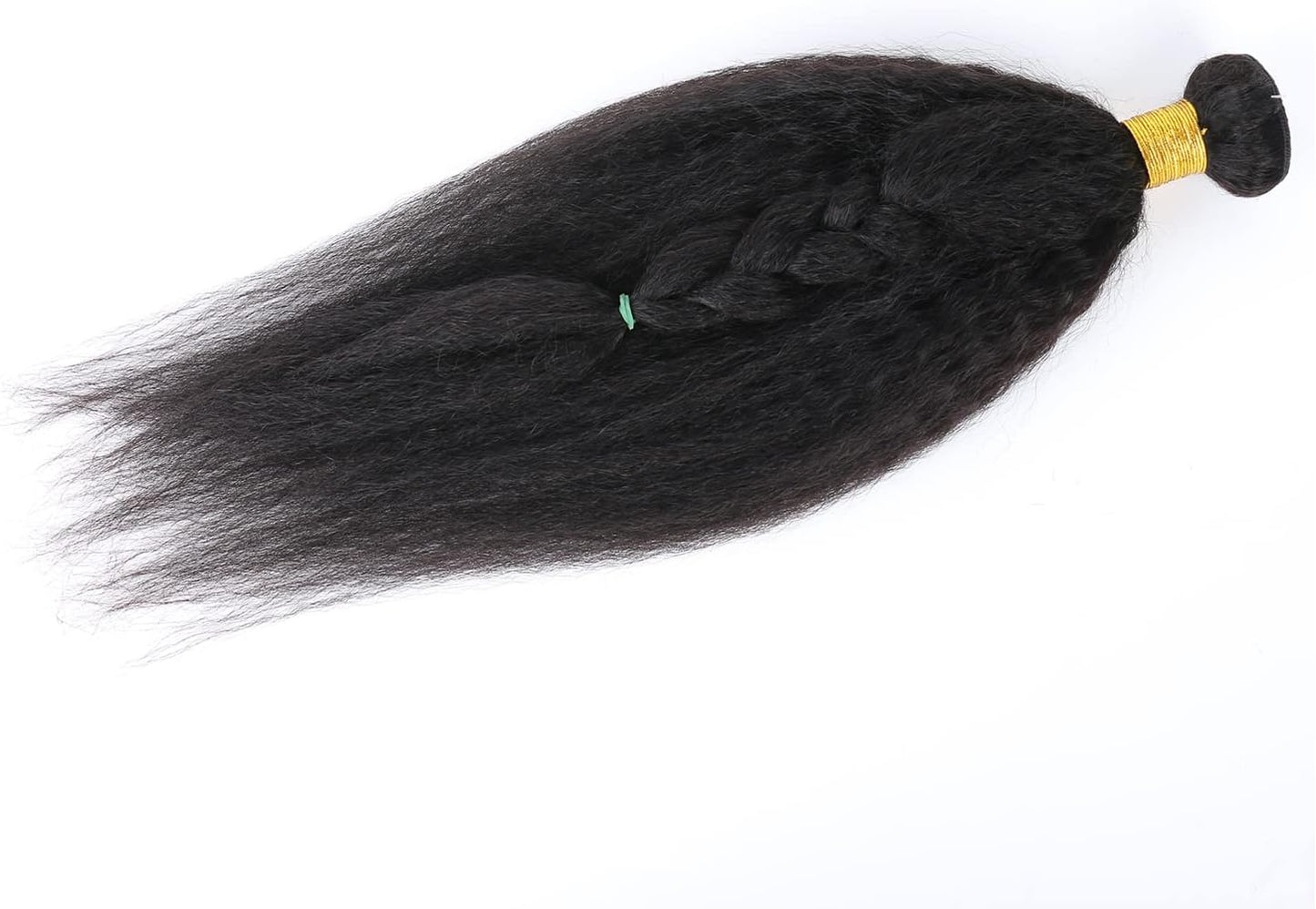 Kinky Straight Human Hair ，Single Bundle 14 Inch Yaki Straight Human Hair Extensions One Bundles， 100% Unprocessed Brazilian Virgin Remy Human Hair for Black Women Natural Color
