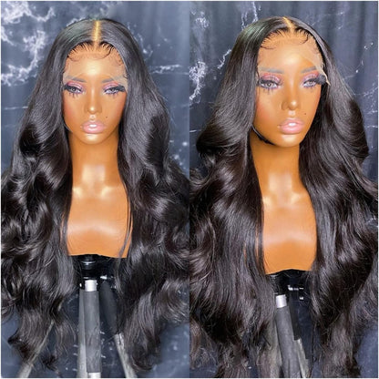 Wigs Body Wave Lace Front Wig 13X4 13X6 HD Transparent Lace Front Wig 8-34" Natural Brazilian Human Hair Wig Pre Plucked Curly Lace Wig with Baby Hair Hair Extensions (Color : 13X4 HD Wig 180Density