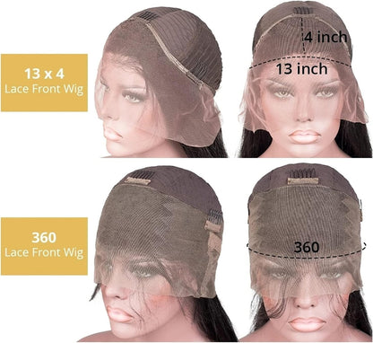 Wigs 30 Inch Long Body Wave Lace Front Wig Pre Plucked 13X4 Lace Frontal Wig Deep Loose Wave Human Hair 360 Lace Frontal Wig Bob Brazilian Remy Hair Hair Extensions (Size : 150 Density 13X4 Wig, Col