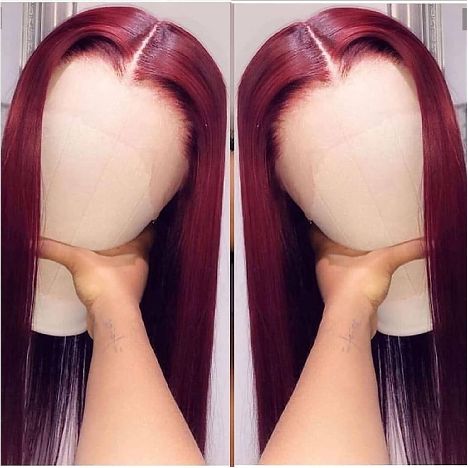 Natural Hairpieces 18-26Inch Wine Red Long Lace Front Wig Silky Straight 99J Syntheitc Wig for Women Wigs for Part Daily Headband Wig Hair Extensions