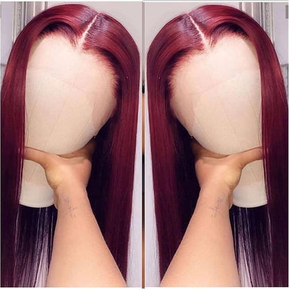Natural Hairpieces 18-26Inch Wine Red Long Lace Front Wig Silky Straight 99J Syntheitc Wig for Women Wigs for Part Daily Headband Wig Hair Extensions
