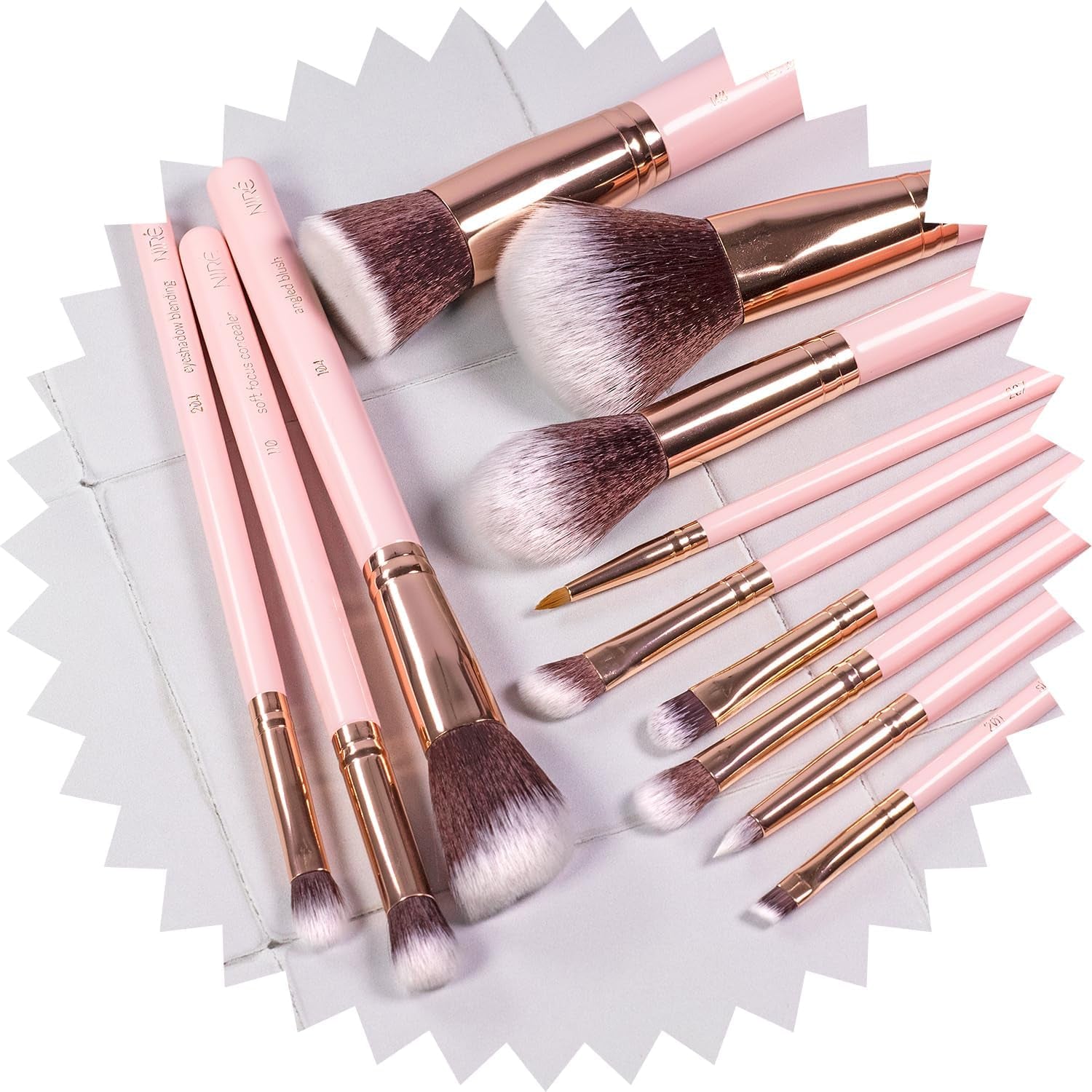 Beauty Pink Makeup Brushes - 15-Piece Award Winning Pink Makeup Brush Set with Case, Blending Sponge, Brush Cleaner, Guide, Gift Box