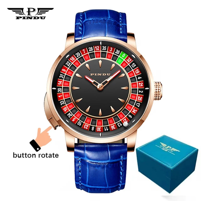 INDU Watch To Brand Luxury Ugraded Version Button Roulette Men'S Mechanical Watch Stainless Steel NH35A Sahire Glass Watch