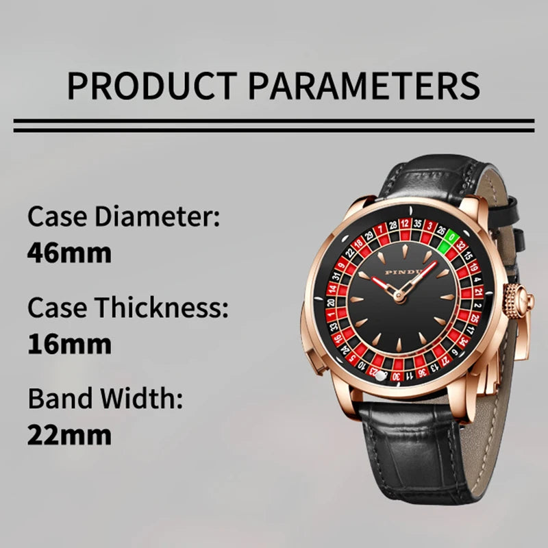 INDU Watch To Brand Luxury Ugraded Version Button Roulette Men'S Mechanical Watch Stainless Steel NH35A Sahire Glass Watch