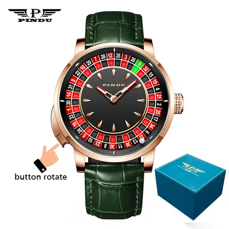 INDU Watch To Brand Luxury Ugraded Version Button Roulette Men'S Mechanical Watch Stainless Steel NH35A Sahire Glass Watch