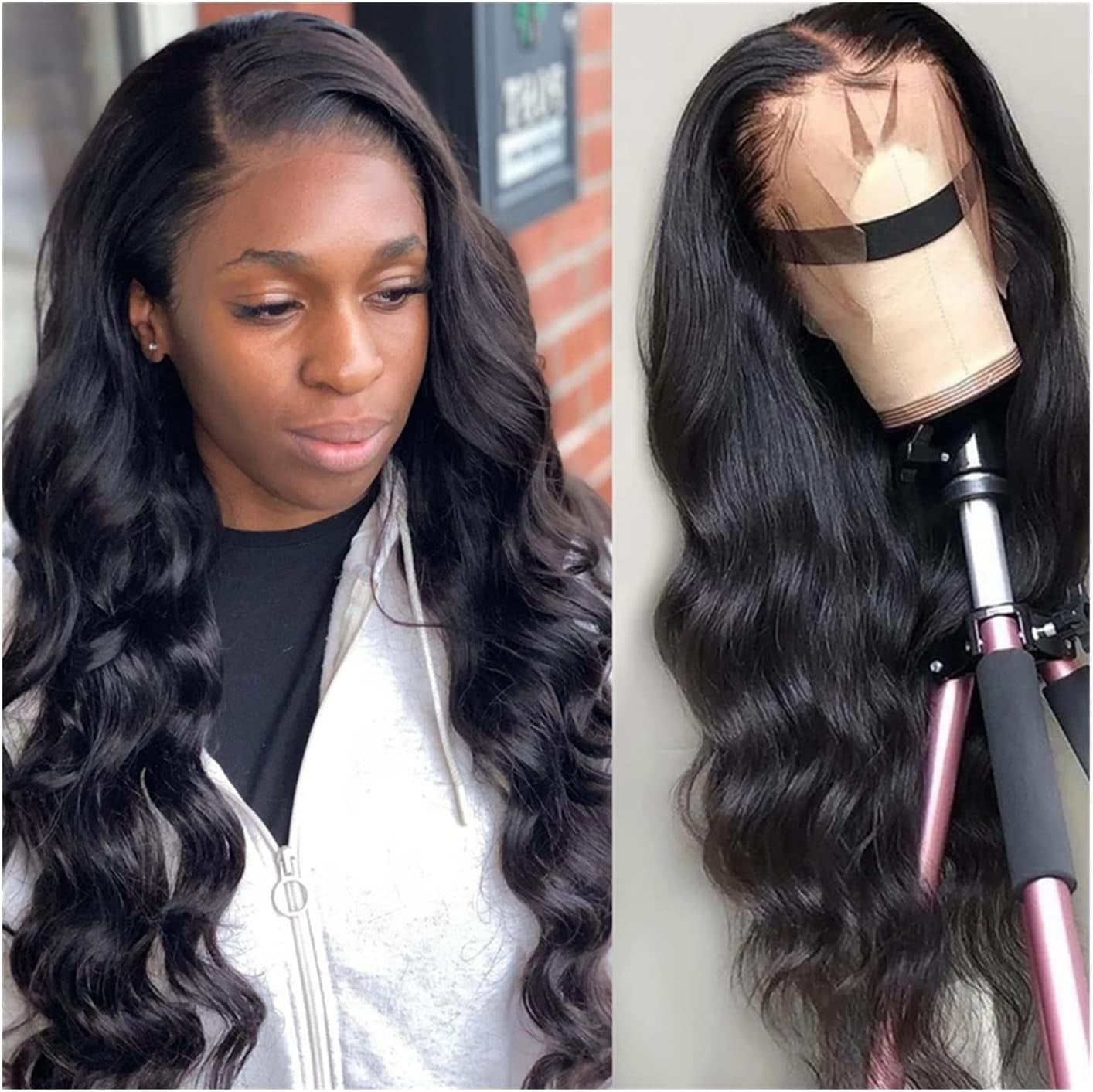 Wigs 30 Inch Long Body Wave Lace Front Wig Pre Plucked 13X4 Lace Frontal Wig Deep Loose Wave Human Hair 360 Lace Frontal Wig Bob Brazilian Remy Hair Hair Extensions (Size : 150 Density 13X4 Wig, Col