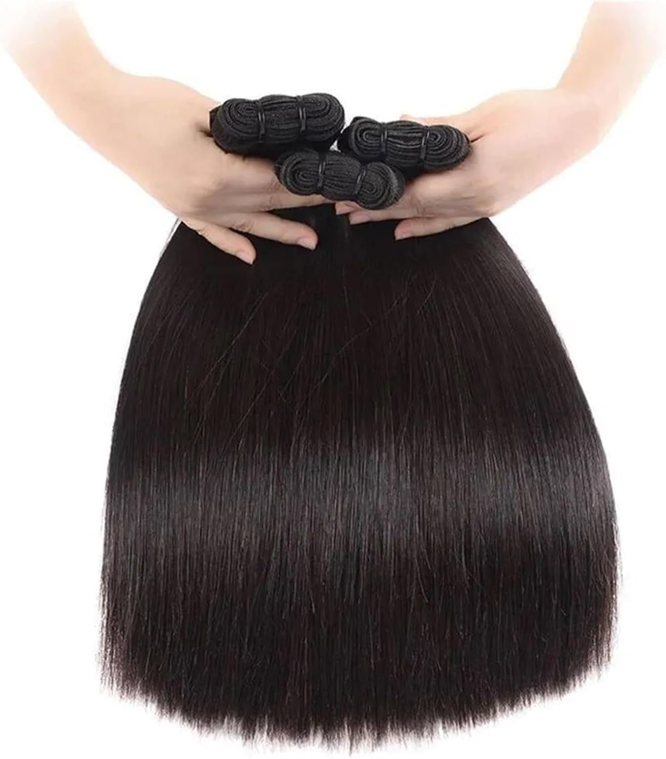 Bundles Human Hair Brazilian Straight Hair Bundles 100% Unprocessed Human Hair Straight Hair Extension Bundles Natural Color Human Hair Straight for Black Women Curly Weave Bundles Human Hair(30Inches