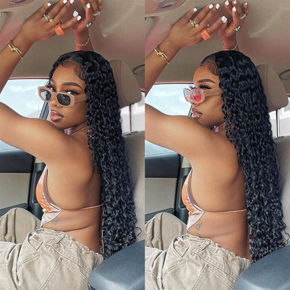 Hair Extensions Curly Wave Human Hair Bundles with Closure Brazilian Deep Wave Weave Bundles with 5×5 Lace Closure 3 Bundles Human Hair Bundles with Closure Human Hair Bundles (Size : 34 34 34 34 Wit