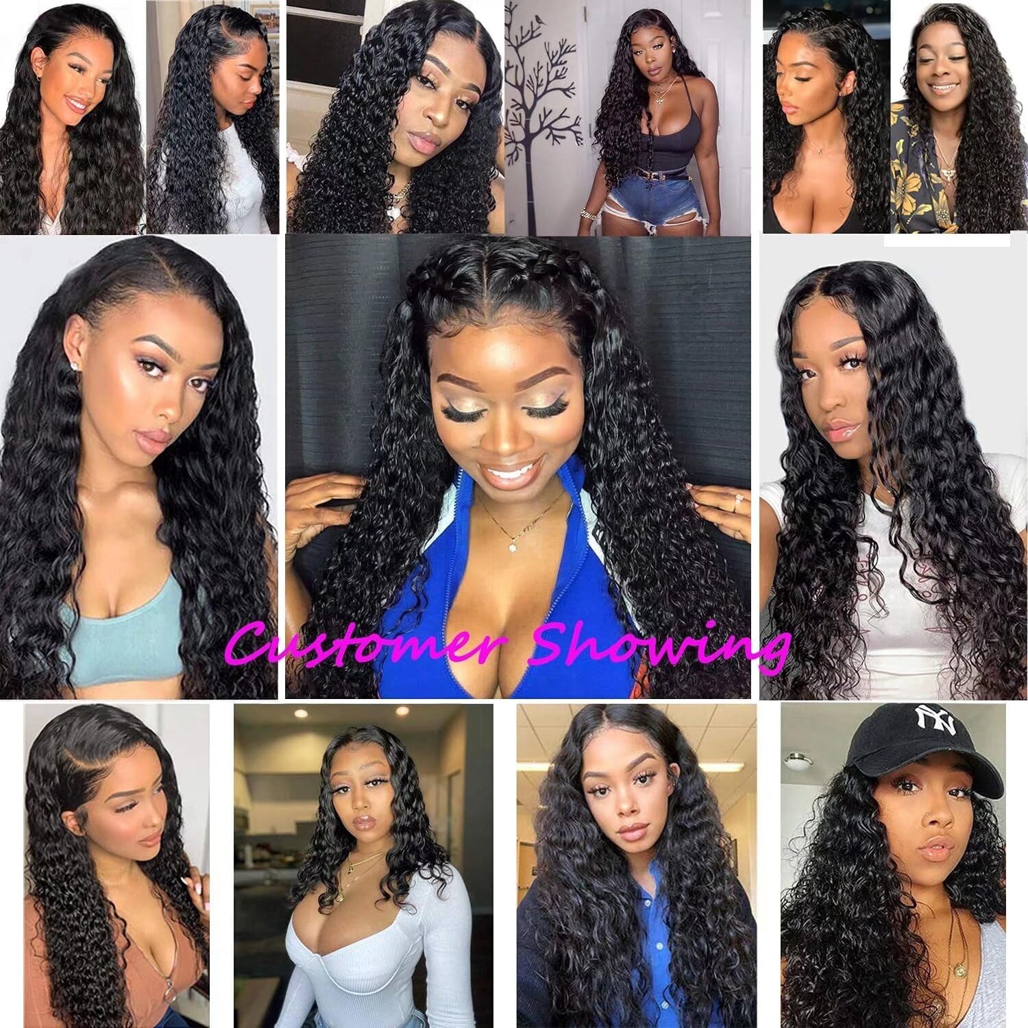 Ladiary Brazilian Hair Bundle Water Wave - Human Hair 18, 20, 22 Inch Weave - 100% Unprocessed Virgin - Natural Black Color