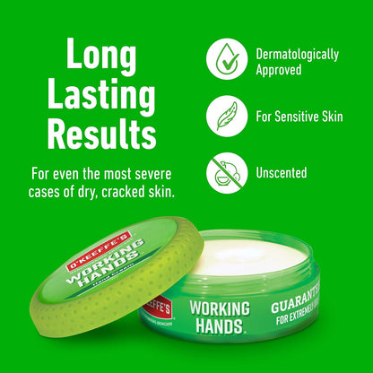 O’Keeffe’S Working Hands, 96G Jar - Hand Cream for Extremely Dry, Cracked Hands | Instantly Boosts Moisture Levels, Creates a Protective Layer & Prevents Moisture Loss