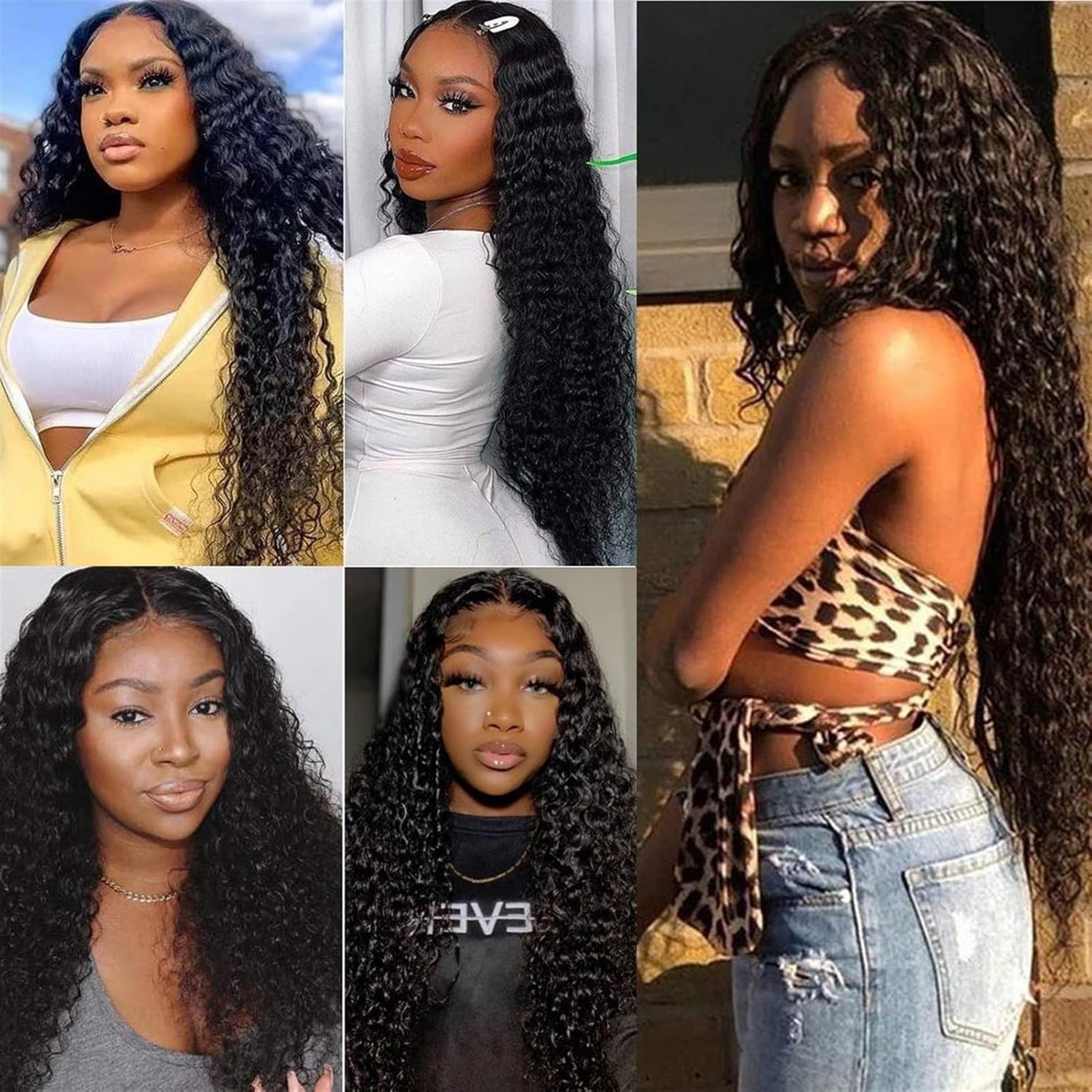 Hair Extensions Curly Wave Human Hair Bundles with Closure Brazilian Deep Wave Weave Bundles with 5×5 Lace Closure 3 Bundles Human Hair Bundles with Closure Human Hair Bundles (Size : 38 38 38 38 Wit