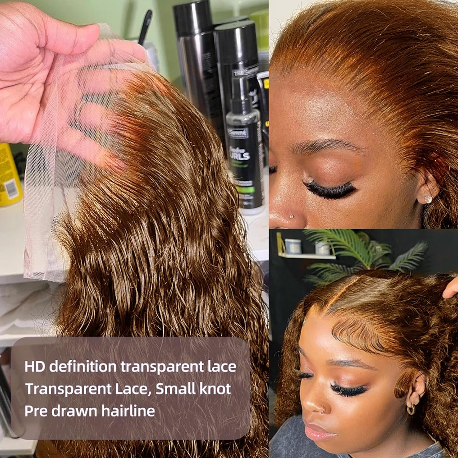 Chocolate Brown 13X6 HD Lace Front Human Hair Wig, Water Wave, 180 Density, Glueless, Bleached Knots, Colored Curly, 20 Inch